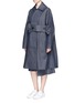 Figure View - Click To Enlarge - SHUSHU/TONG - Ruffle trim waistband oversized denim coat