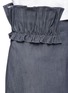 Detail View - Click To Enlarge - SHUSHU/TONG - Ruffle trim irregular hem denim skirt