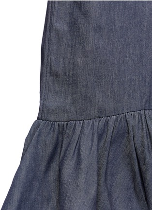 Detail View - Click To Enlarge - SHUSHU/TONG - Asymmetric ruffle hem denim midi skirt