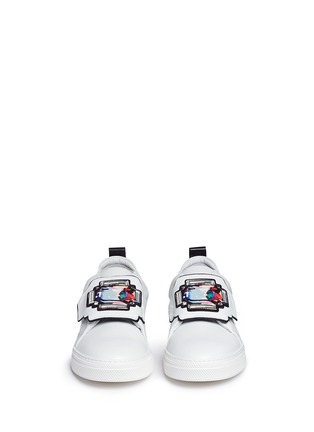 Front View - Click To Enlarge - PIERRE HARDY - 'Slider Mega Gem' appliqué leather sneakers