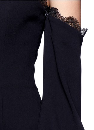 Detail View - Click To Enlarge - 72723 - Detachable sleeve lace trim textured off-shoulder dress