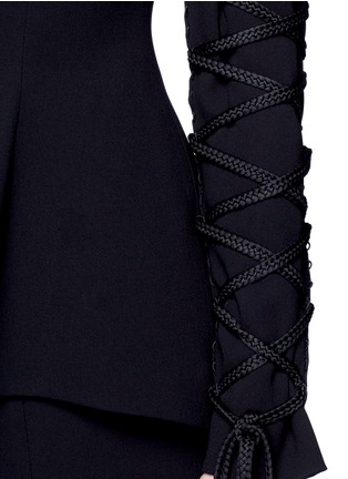 Detail View - Click To Enlarge - 72723 - Lace-up sleeve cold shoulder textured jacket
