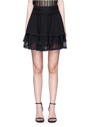 Main View - Click To Enlarge - 72723 - Guipure lace crépon tiered mini skirt