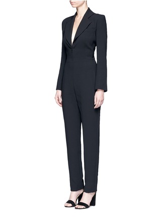 Front View - Click To Enlarge - 72723 - Belted crepe tuxedo jumpsuit