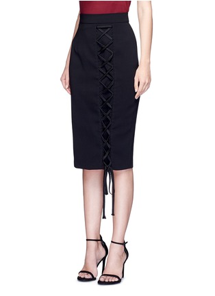 Front View - Click To Enlarge - 72723 - Lace-up cord textured skirt