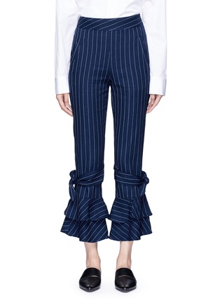 Main View - Click To Enlarge - 72723 - Pinstripe flared cuff cotton pants