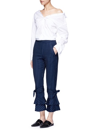 Figure View - Click To Enlarge - 72723 - Pinstripe flared cuff cotton pants