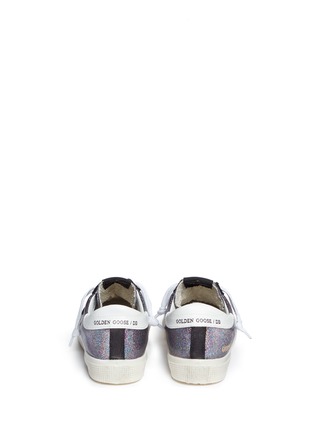 Back View - Click To Enlarge - GOLDEN GOOSE - 'May' star patch iridescent glitter leather sneakers