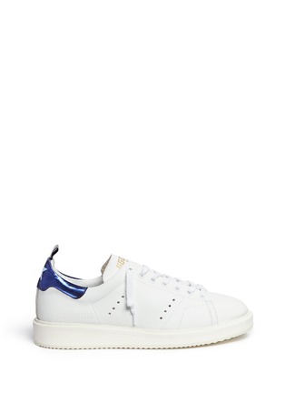 Main View - Click To Enlarge - GOLDEN GOOSE - 'Starter' contrast metallic collar leather sneakers