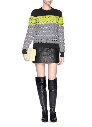 Figure View - Click To Enlarge - ALEXANDER WANG - Colourblock open knit sweater