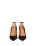 Front View - Click To Enlarge - AQUAZZURA - 'Forever Marilyn 85' tassel bow cutout suede pumps