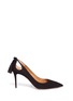 Main View - Click To Enlarge - AQUAZZURA - 'Forever Marilyn 85' tassel bow cutout suede pumps