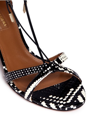 Detail View - Click To Enlarge - AQUAZZURA - 'Beverly Hills 50' caged snakeskin leather sandals
