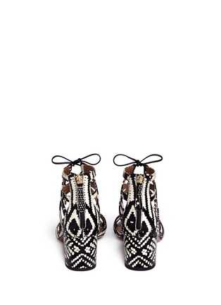 Back View - Click To Enlarge - AQUAZZURA - 'Beverly Hills 50' caged snakeskin leather sandals