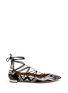 Main View - Click To Enlarge - AQUAZZURA - 'Cayenne' snakeskin leather lace-up flats