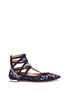 Main View - Click To Enlarge - AQUAZZURA - 'Belgravia' floral embroidery caged suede flats