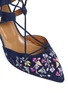 Detail View - Click To Enlarge - AQUAZZURA - 'Belgravia' floral embroidery caged suede pumps
