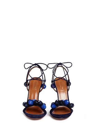 Front View - Click To Enlarge - AQUAZZURA - 'Disco Thing' sequin suede sandals