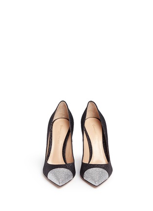 Front View - Click To Enlarge - GIANVITO ROSSI - 'Allie' metallic toe glitter pumps