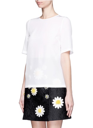 Front View - Click To Enlarge - - - Daisy crystal button silk top