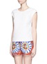 Figure View - Click To Enlarge - - - Floral jacquard cap sleeve top