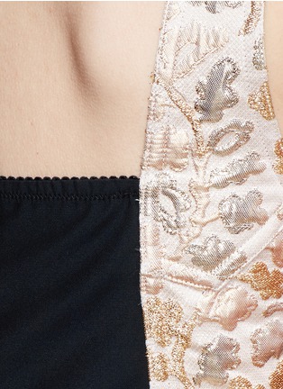Detail View - Click To Enlarge - - - Metallic floral brocade culotte jumpsuit