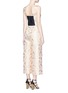 Back View - Click To Enlarge - - - Metallic floral brocade culotte jumpsuit