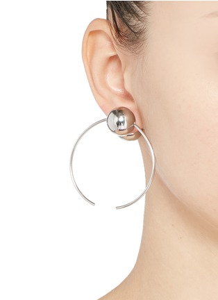 Detail View - Click To Enlarge - TOGA ARCHIVES - 'Symbolic' ball hoop brass plate earrings