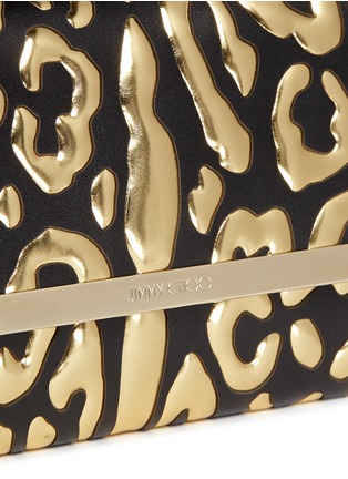 Detail View - Click To Enlarge - JIMMY CHOO - 'Margot' metallic leopard leather clutch