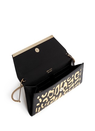 Detail View - Click To Enlarge - JIMMY CHOO - 'Margot' metallic leopard leather clutch