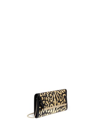 Front View - Click To Enlarge - JIMMY CHOO - 'Margot' metallic leopard leather clutch