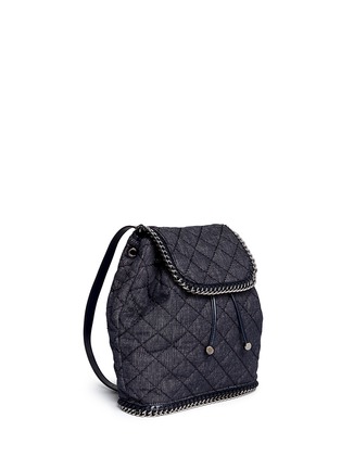 Front View - Click To Enlarge - STELLA MCCARTNEY - 'Falabella' quilted denim backpack