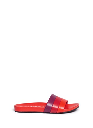 Main View - Click To Enlarge - OPENING CEREMONY - 'Kaatya' stripe leather slide sandals
