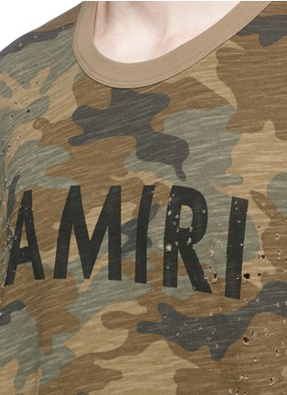 Detail View - Click To Enlarge - AMIRI - Camouflage print distressed slub cotton T-shirt