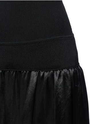 Detail View - Click To Enlarge - MS MIN - Rib knit waist satin midi skirt