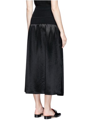 Back View - Click To Enlarge - MS MIN - Rib knit waist satin midi skirt