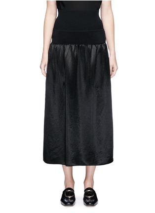 Main View - Click To Enlarge - MS MIN - Rib knit waist satin midi skirt