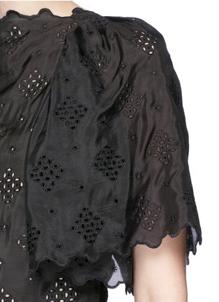 Detail View - Click To Enlarge - MS MIN - Broderie anglaise lotus sleeve silk dress