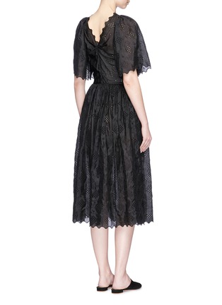 Back View - Click To Enlarge - MS MIN - Broderie anglaise lotus sleeve silk dress