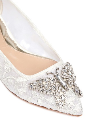 Detail View - Click To Enlarge - ARUNA SETH - 'Farfalla' crystal pavé butterfly embroidered lace flats