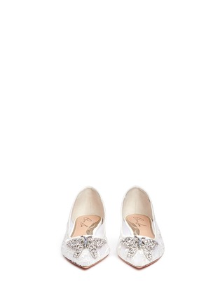 Front View - Click To Enlarge - ARUNA SETH - 'Farfalla' crystal pavé butterfly embroidered lace flats