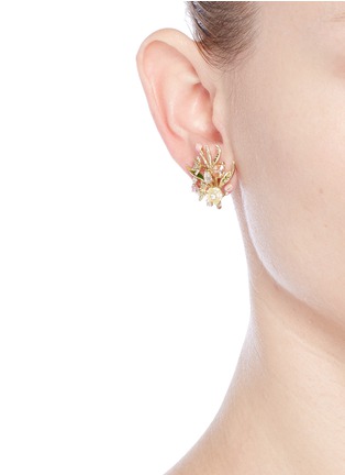 Front View - Click To Enlarge - ANABELA CHAN - 'Posie' detachable canary diamond 18k gold earrings