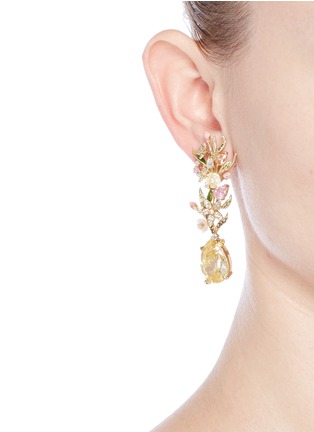 Figure View - Click To Enlarge - ANABELA CHAN - 'Posie' detachable canary diamond 18k gold earrings