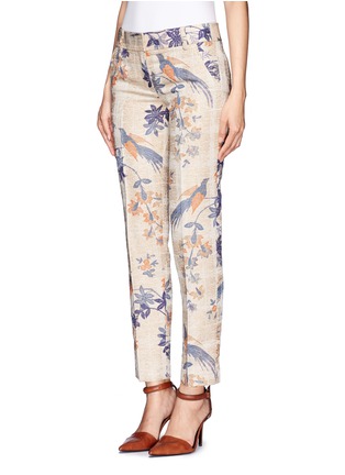 Front View - Click To Enlarge - TORY BURCH - Harp bird and vine print crop pants