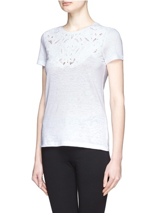 Front View - Click To Enlarge - TORY BURCH - Amanda lace linen T-shirt