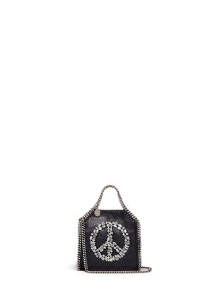 Main View - Click To Enlarge - STELLA MCCARTNEY - 'Falabella' tiny crystal peace sign crossbody chain tote