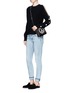 Figure View - Click To Enlarge - STELLA MCCARTNEY - 'Falabella' tiny crystal peace sign crossbody chain tote
