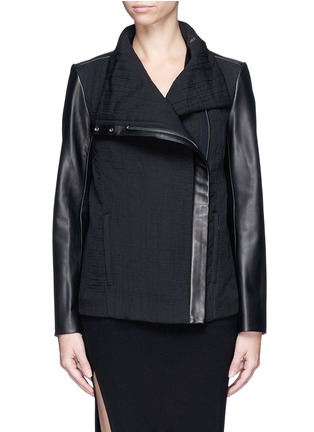 Detail View - Click To Enlarge - HELMUT LANG - Crinkle lawn cloth leather jacket