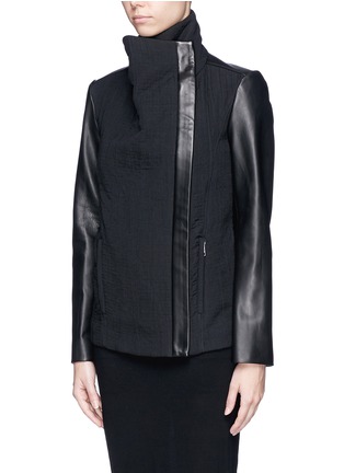 Front View - Click To Enlarge - HELMUT LANG - Crinkle lawn cloth leather jacket