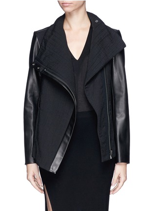 Main View - Click To Enlarge - HELMUT LANG - Crinkle lawn cloth leather jacket